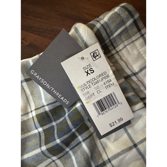NWT Grayson Threads Plaid Lounge Wide Leg Flare Graphic Pants Size XSmall - Picture 3 of 5